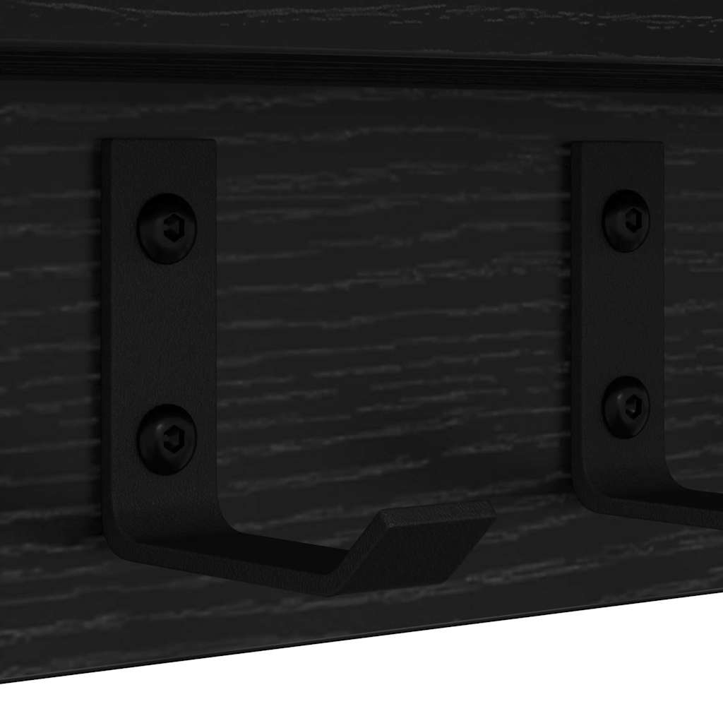 Wall-Mounted Coat Rack Black Oak 60 x 10.5 x 10.5 cm