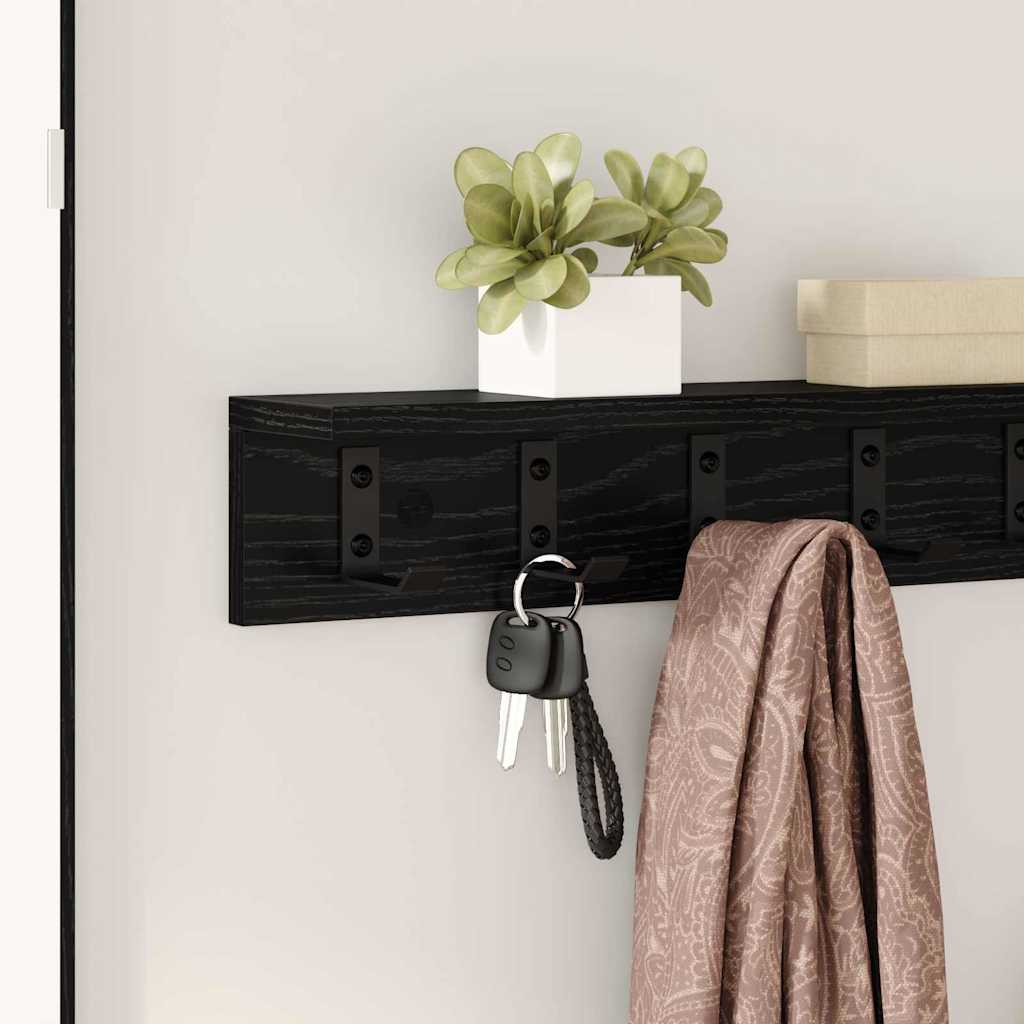 Wall-Mounted Coat Rack Black Oak 60 x 10.5 x 10.5 cm