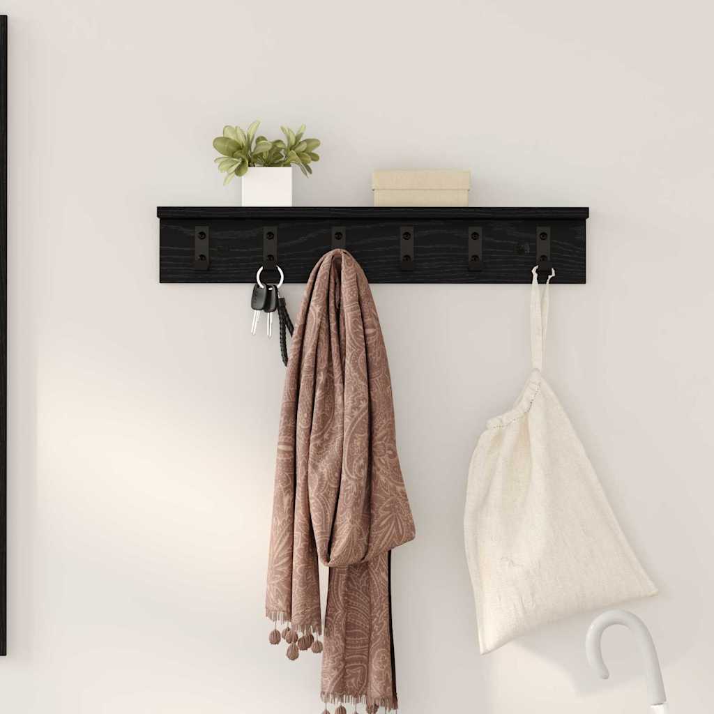 Wall-Mounted Coat Rack Black Oak 60 x 10.5 x 10.5 cm
