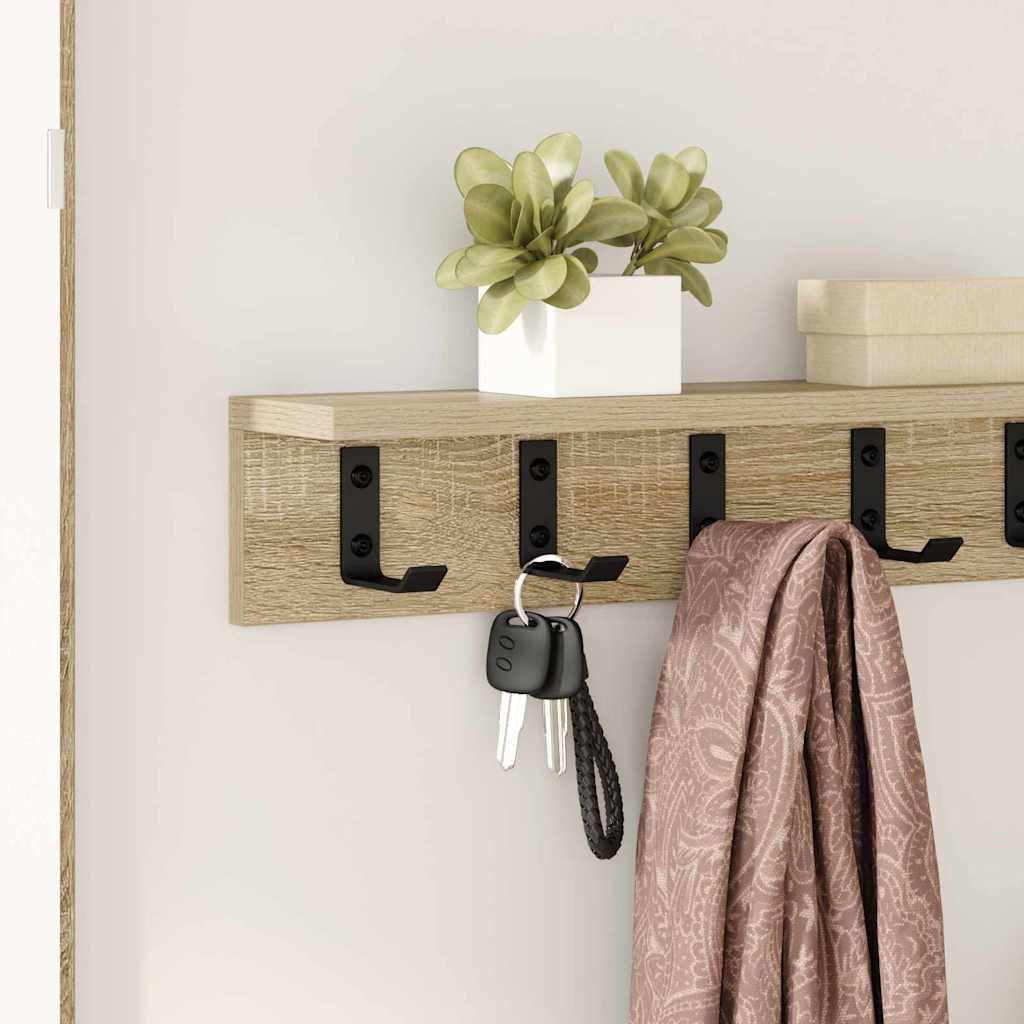 Wall-Mounted Coat Rack Sonoma Oak 60 x 10.5 x 10.5 cm