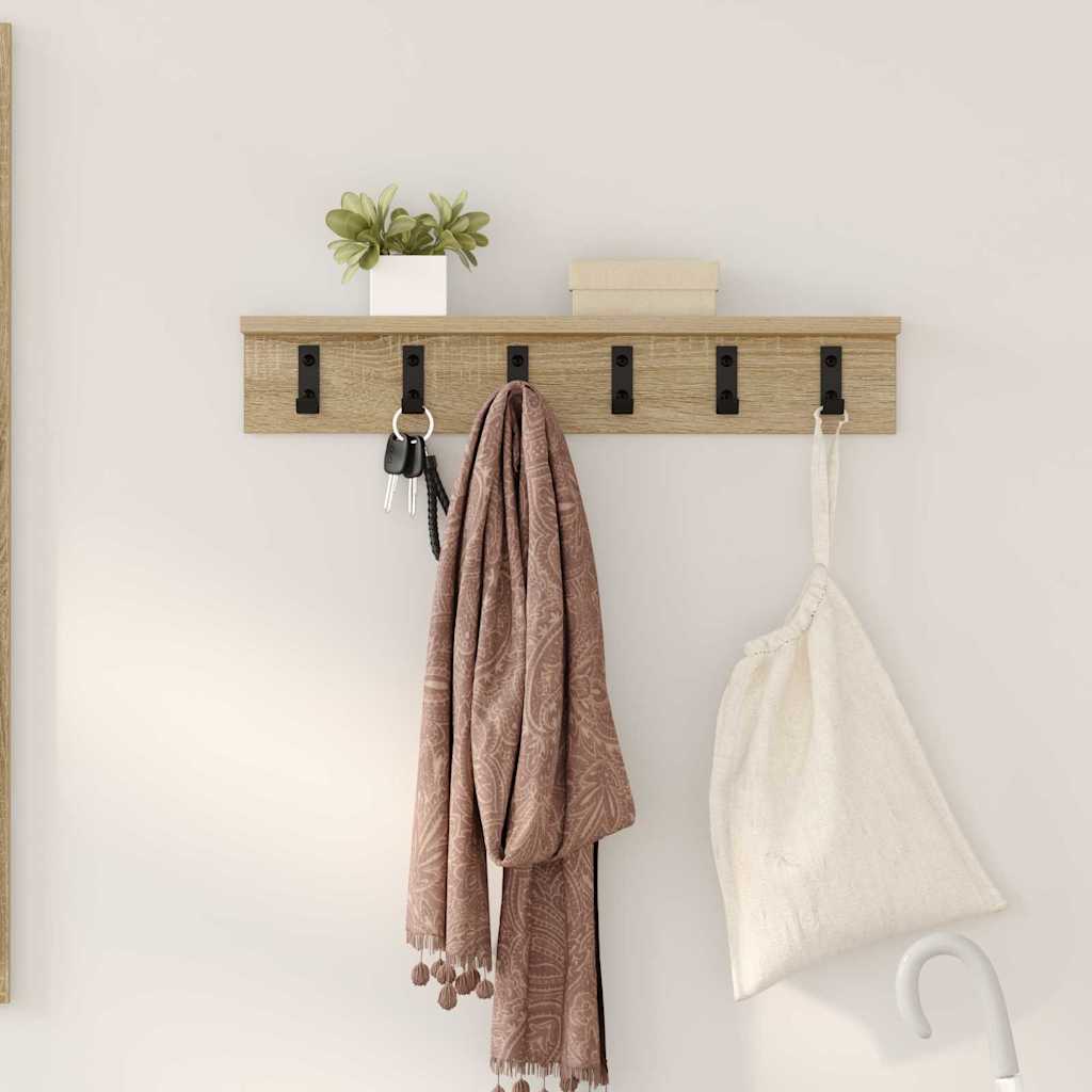 Wall-Mounted Coat Rack Sonoma Oak 60 x 10.5 x 10.5 cm