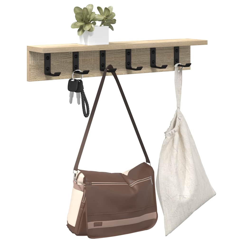 Wall-Mounted Coat Rack Sonoma Oak 60 x 10.5 x 10.5 cm