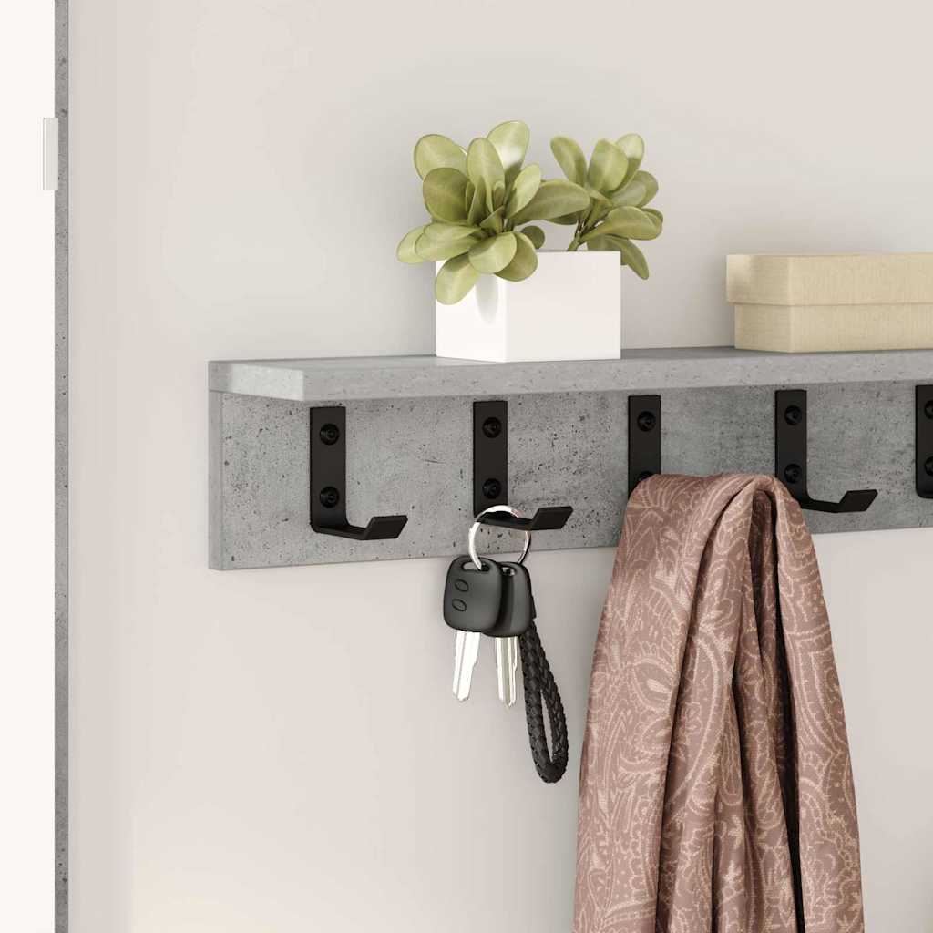 Wall-Mounted Coat Rack Concrete Grey 60 x 10.5 x 10.5 cm