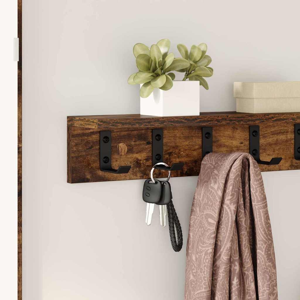 Wall-Mounted Coat Rack Smoked Oak 60 x 10.5 x 10.5 cm
