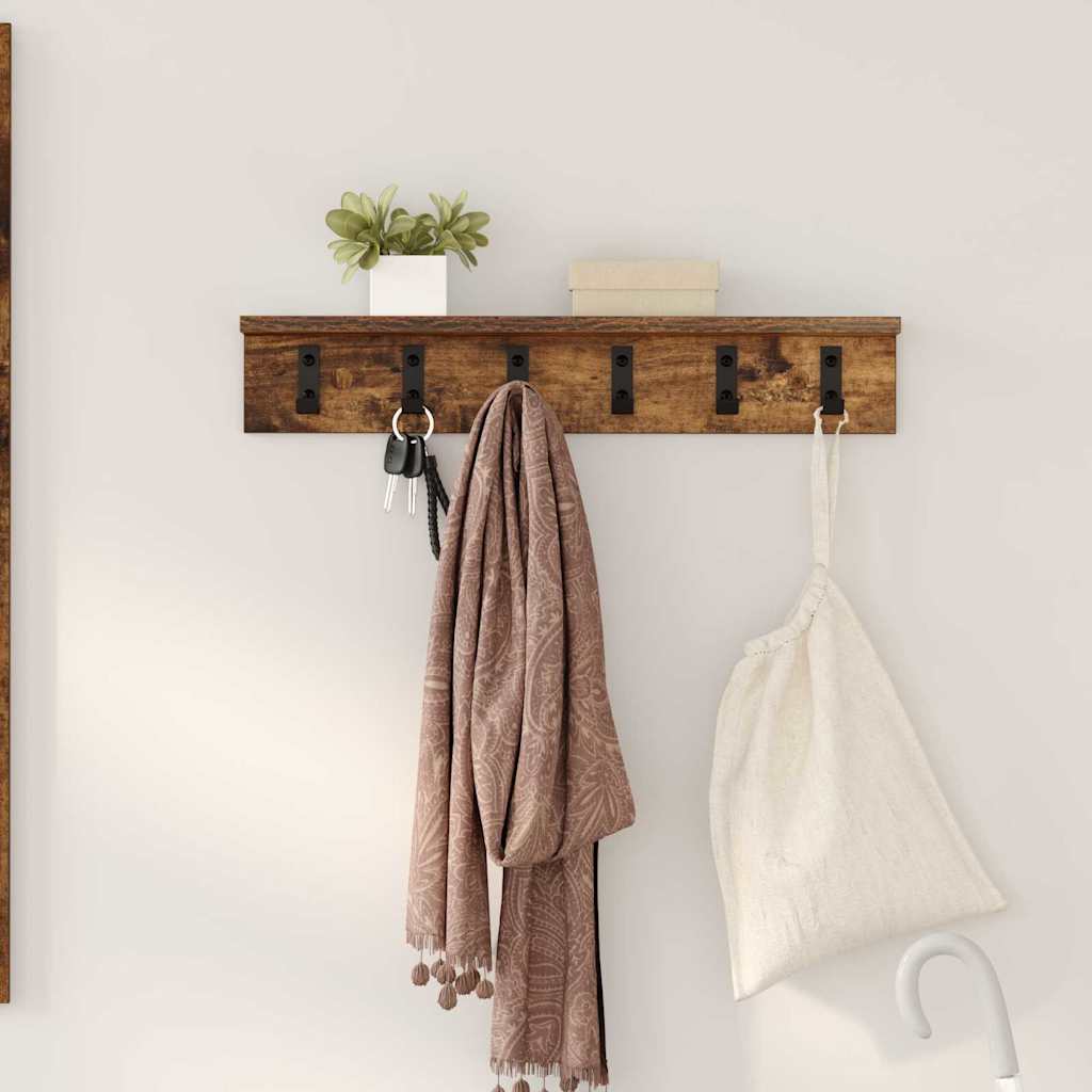 Wall-Mounted Coat Rack Smoked Oak 60 x 10.5 x 10.5 cm