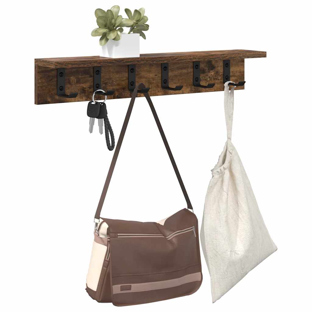 Wall-Mounted Coat Rack Smoked Oak 60 x 10.5 x 10.5 cm