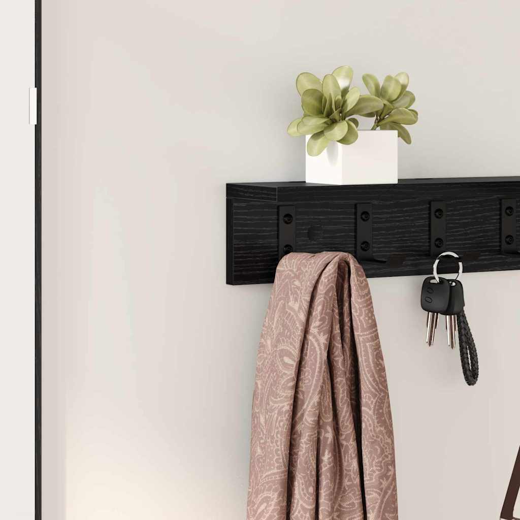 Wall-Mounted Coat Rack Black Oak 80 x 10.5 x 10.5 cm