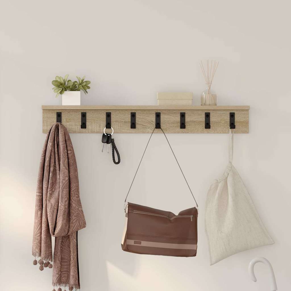 Wall-Mounted Coat Rack Sonoma Oak 80 x 10.5 x 10.5 cm