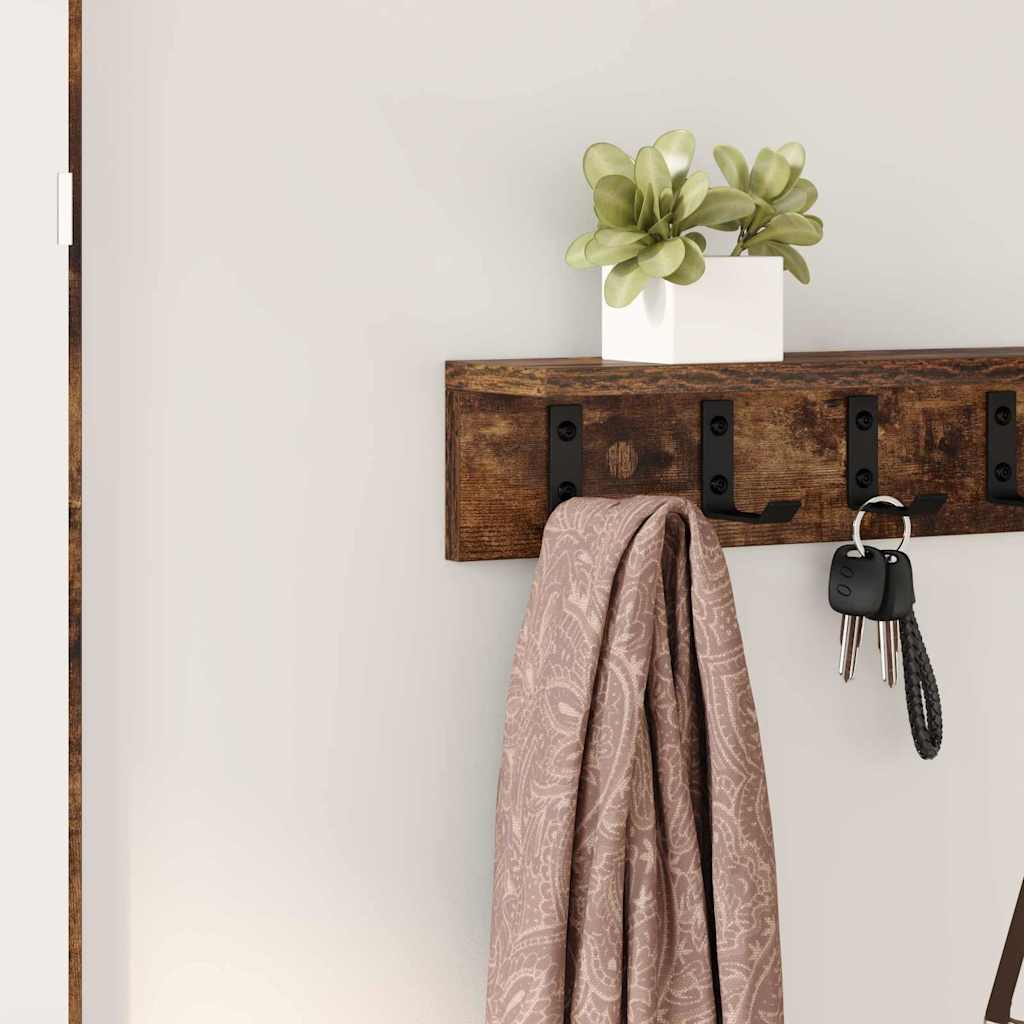 Wall-Mounted Coat Rack Smoked Oak 80 x 10.5 x 10.5 cm