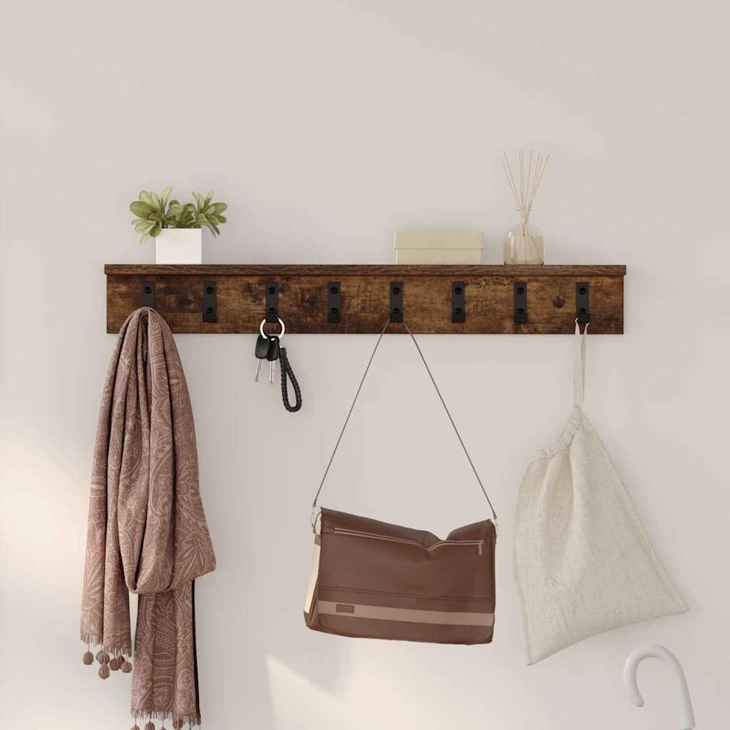 Wall-Mounted Coat Rack Smoked Oak 80 x 10.5 x 10.5 cm