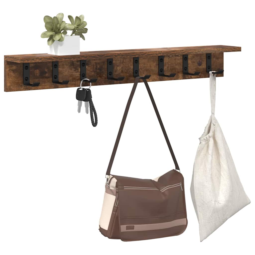 Wall-Mounted Coat Rack Smoked Oak 80 x 10.5 x 10.5 cm
