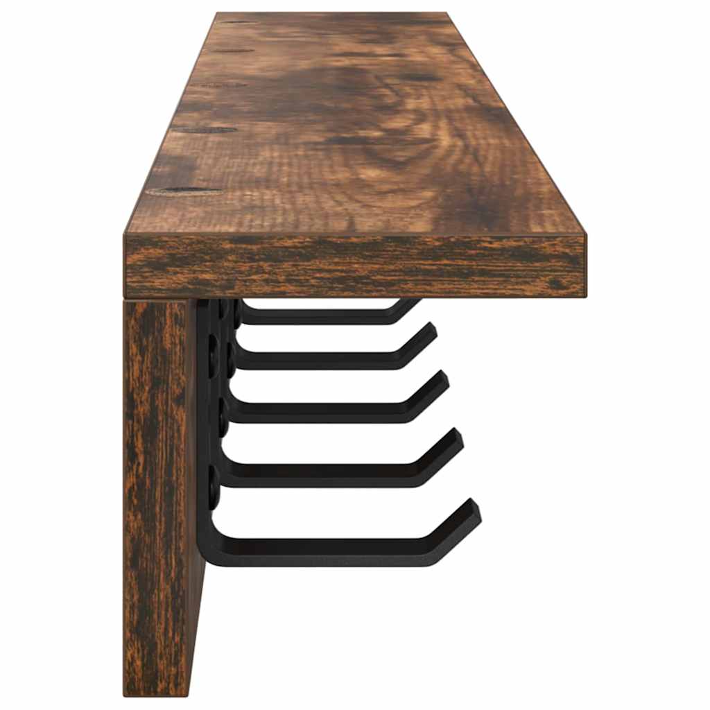 Wall-Mounted Coat Rack Smoked Oak 80 x 10.5 x 10.5 cm
