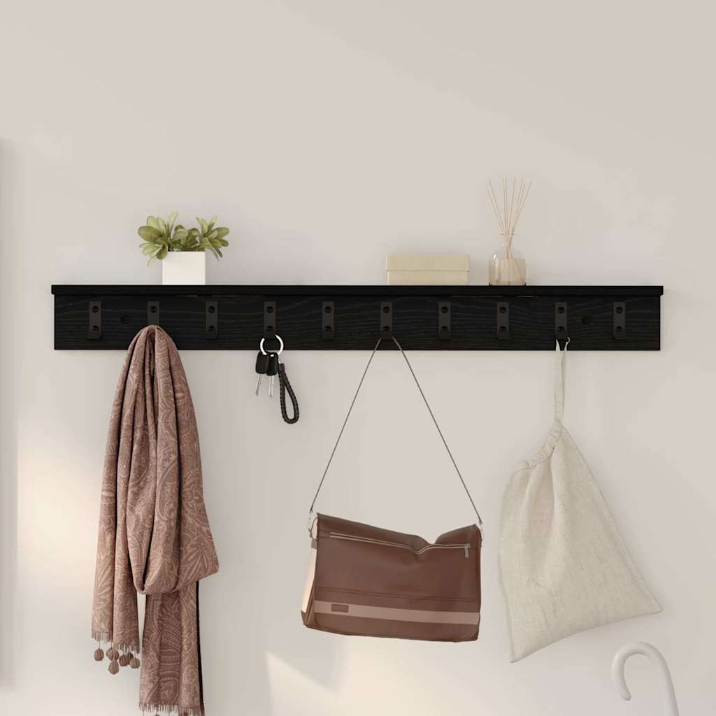 Wall-Mounted Coat Rack Black Oak 100 x 10.5 x 10.5 cm