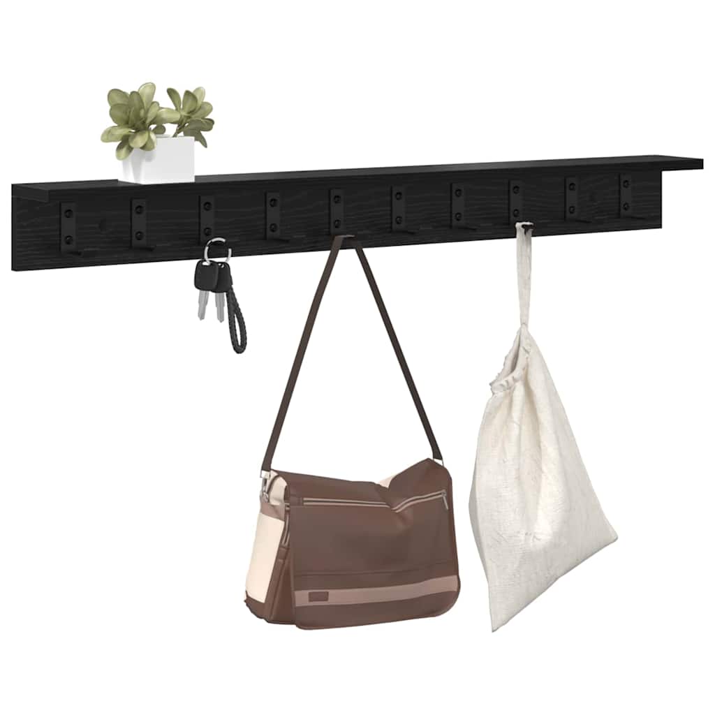 Wall-Mounted Coat Rack Black Oak 100 x 10.5 x 10.5 cm