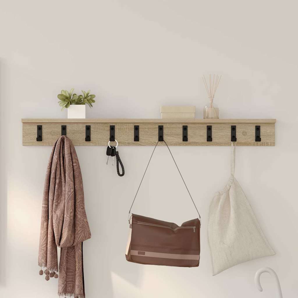 Wall-Mounted Coat Rack Sonoma Oak 100 x 10.5 x 10.5 cm