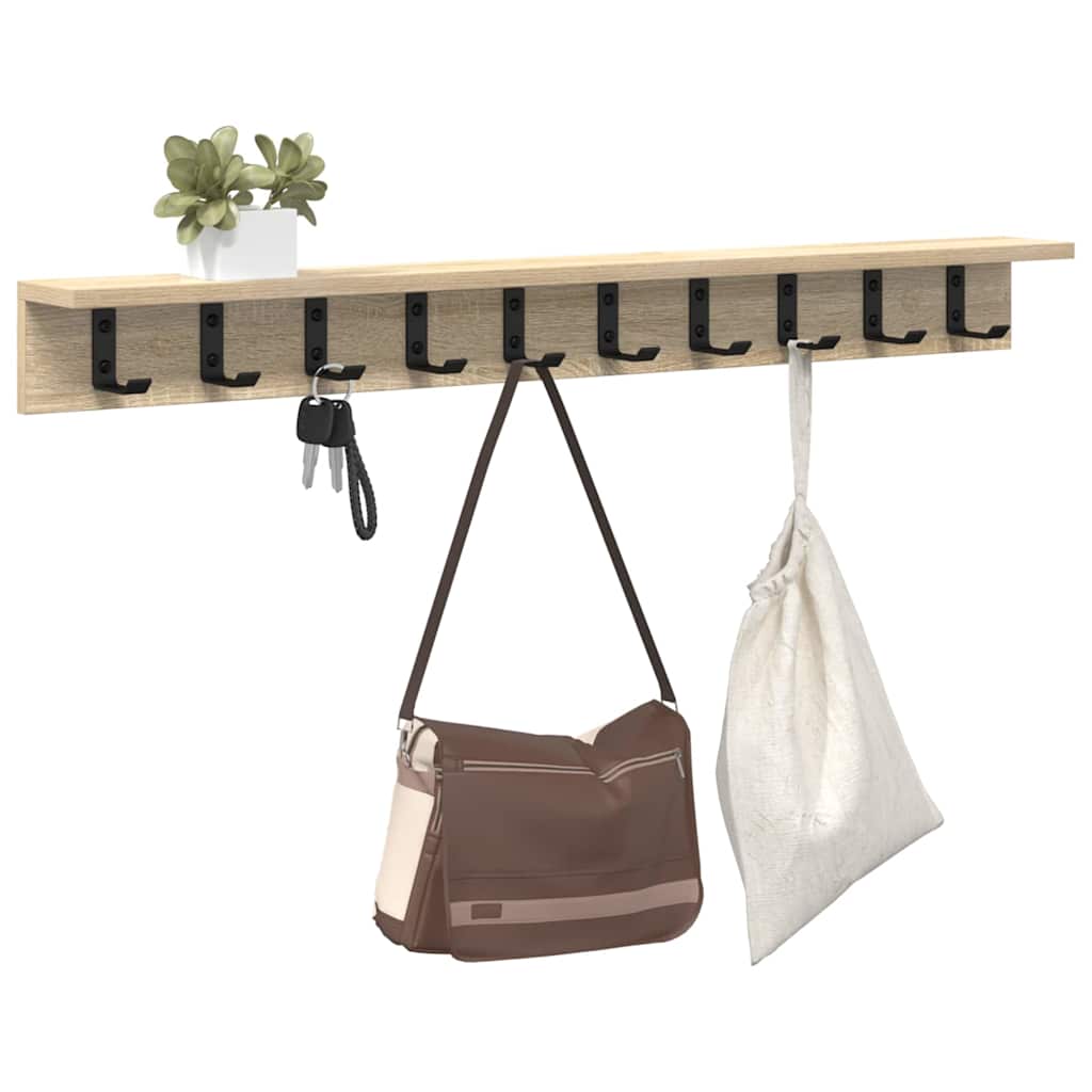 Wall-Mounted Coat Rack Sonoma Oak 100 x 10.5 x 10.5 cm