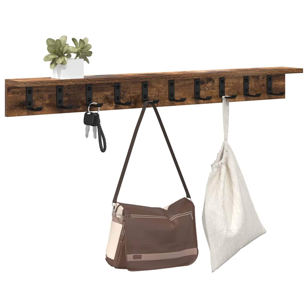 Wall-Mounted Coat Rack Smoked Oak 100 x 10.5 x 10.5 cm