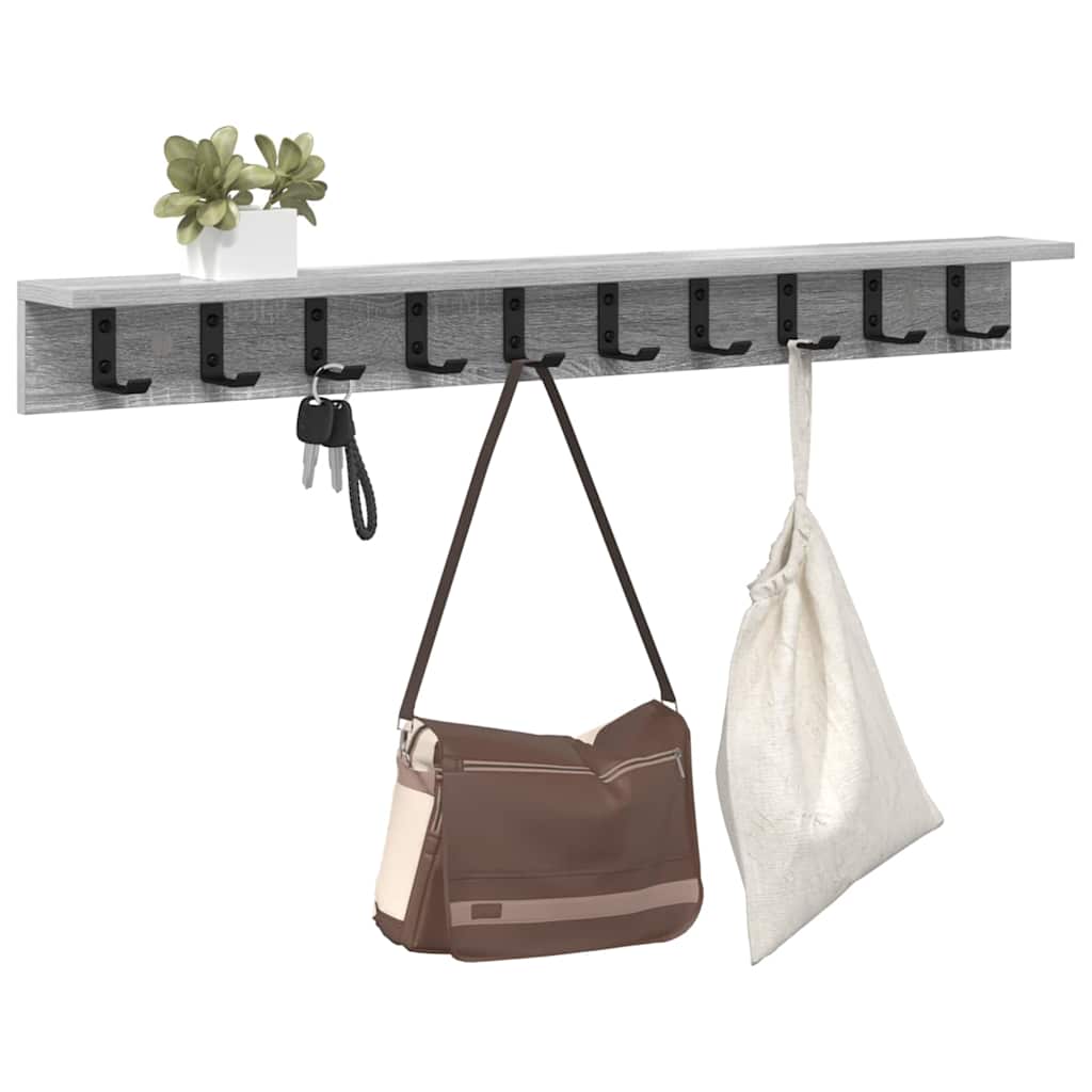 Wall-Mounted Coat Rack Grey Sonoma 100 x 10.5 x 10.5 cm