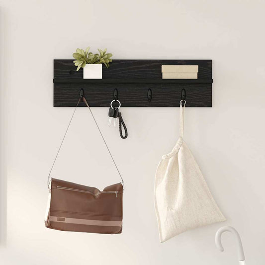 Wall-Mounted Coat Rack Wall-mounted Black Oak 60 x 10.5 x 18 cm