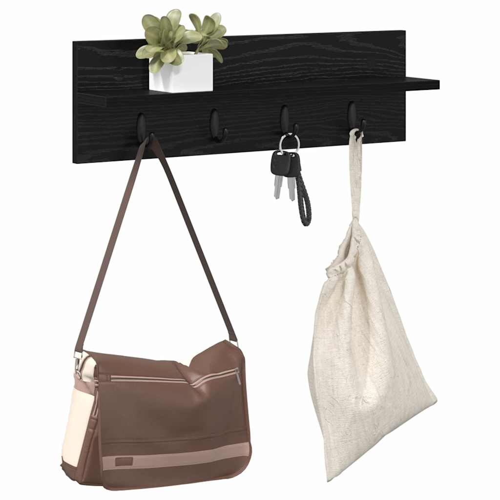Wall-Mounted Coat Rack Wall-Mounted Black Oak 60 x 10.5 x 18 cm