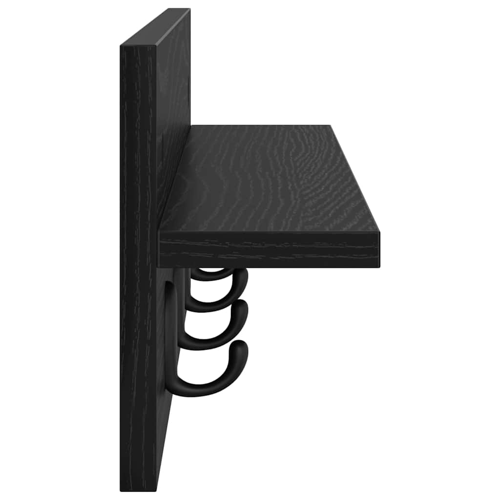 Wall-Mounted Coat Rack Wall-Mounted Black Oak 60 x 10.5 x 18 cm