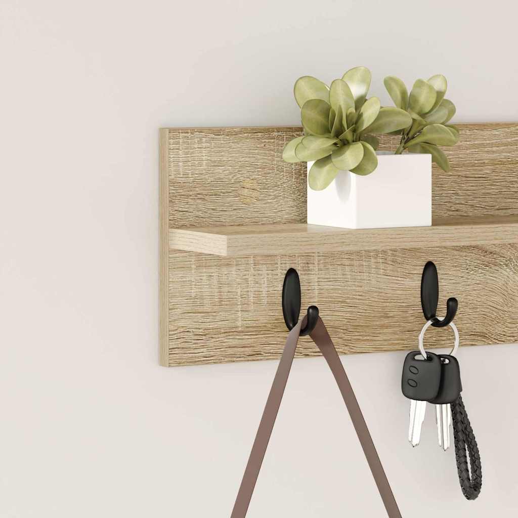 Wall-Mounted Coat Rack Sonoma Oak 60 x 10.5 x 18 cm