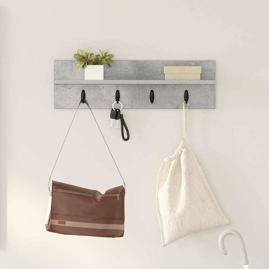 Wall-Mounted Coat Rack Concrete Grey 60 x 10.5 x 18 cm