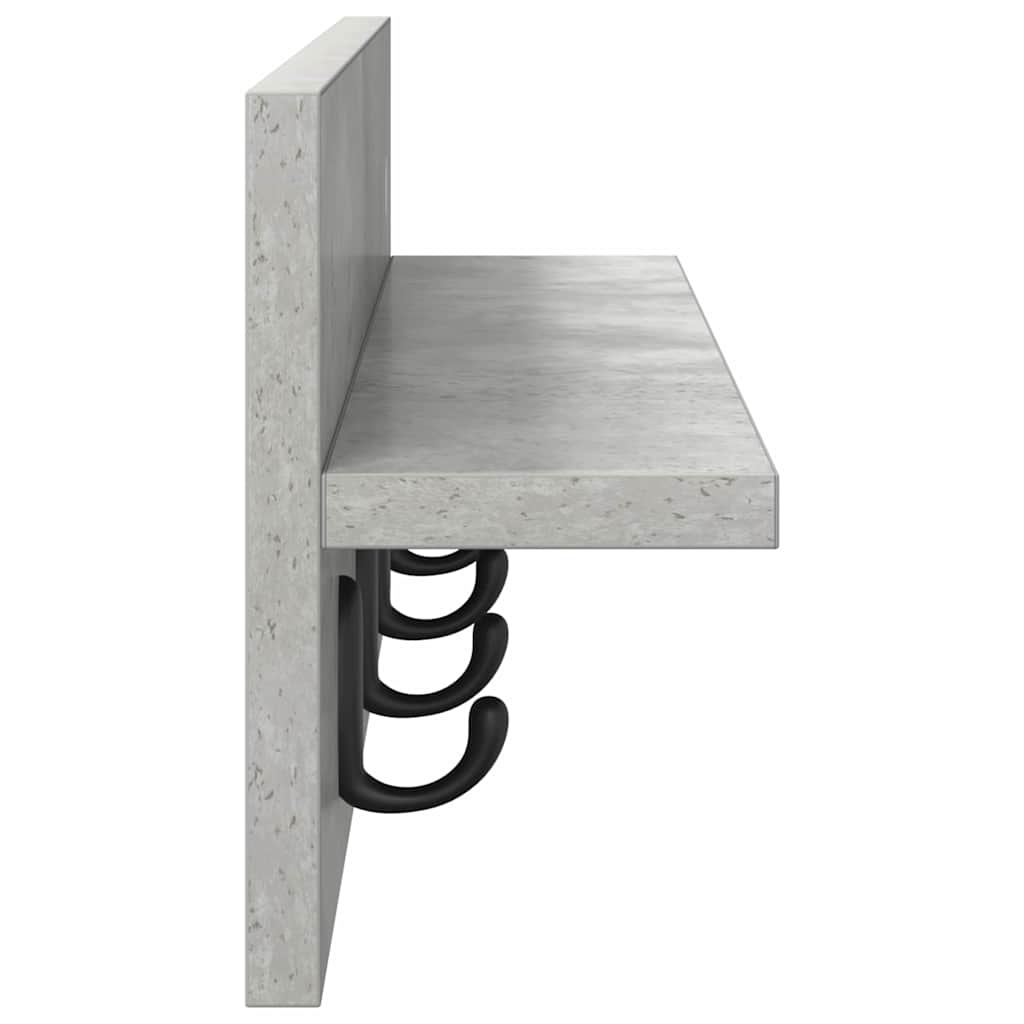 Wall-Mounted Coat Rack Concrete Grey 60 x 10.5 x 18 cm