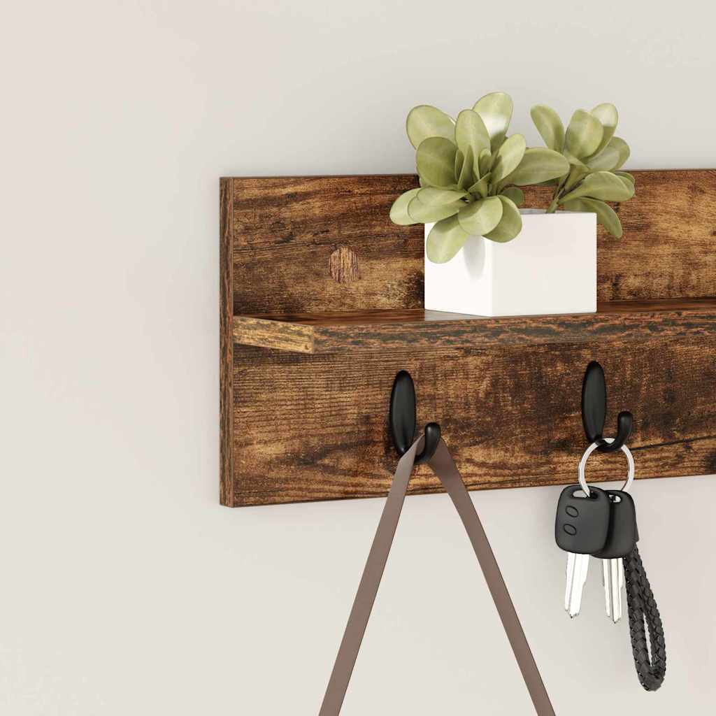 Wall-Mounted Coat Rack Smoked Oak 60 x 10.5 x 18 cm