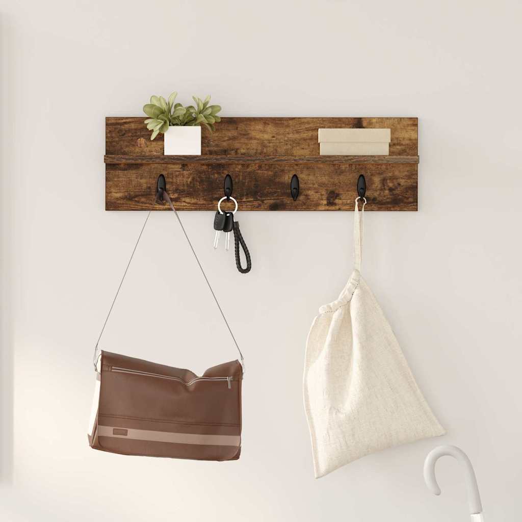 Wall-Mounted Coat Rack Smoked Oak 60 x 10.5 x 18 cm