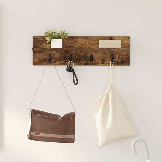 Wall-Mounted Coat Rack Smoked Oak 60 x 10.5 x 18 cm