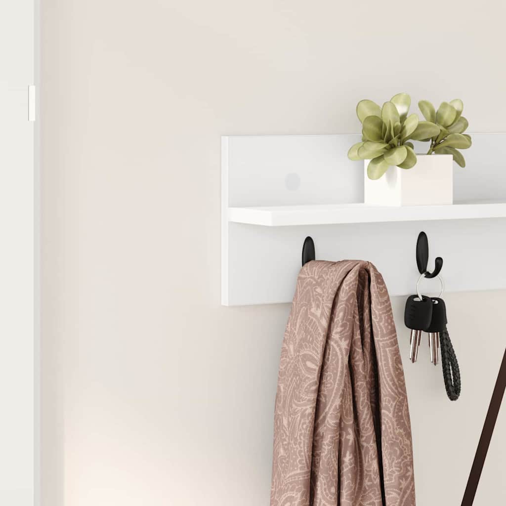 Wall-Mounted Coat Rack White 80 x 10.5 x 18 cm Engineered wood