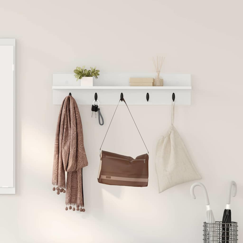 Wall-Mounted Coat Rack White 80 x 10.5 x 18 cm Engineered wood