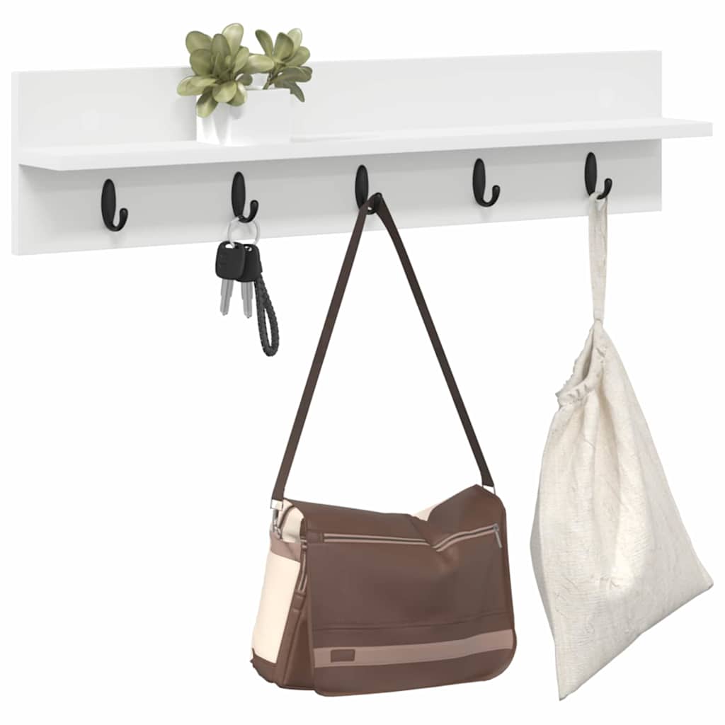 Wall-Mounted Coat Rack White 80 x 10.5 x 18 cm Engineered wood