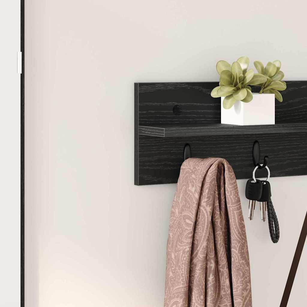 Wall-Mounted Coat Rack Wall-mounted Black Oak 80 x 10.5 x 18 cm