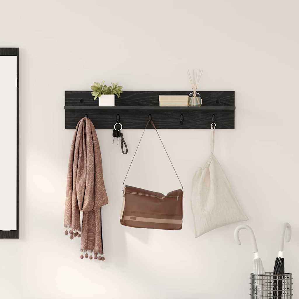 Wall-Mounted Coat Rack Wall-mounted Black Oak 80 x 10.5 x 18 cm