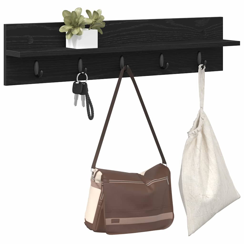 Wall-Mounted Coat Rack Wall-mounted Black Oak 80 x 10.5 x 18 cm