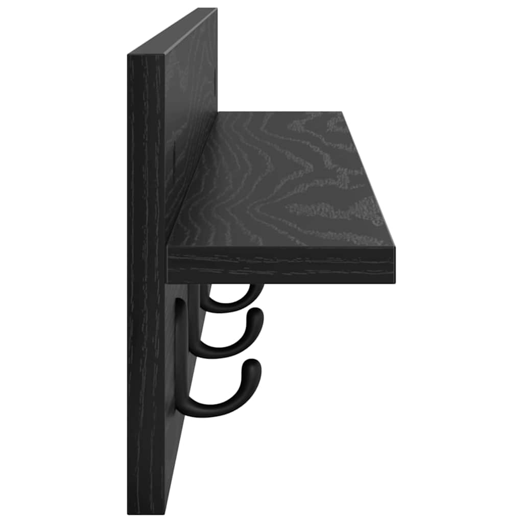 Wall-Mounted Coat Rack Wall-mounted Black Oak 80 x 10.5 x 18 cm