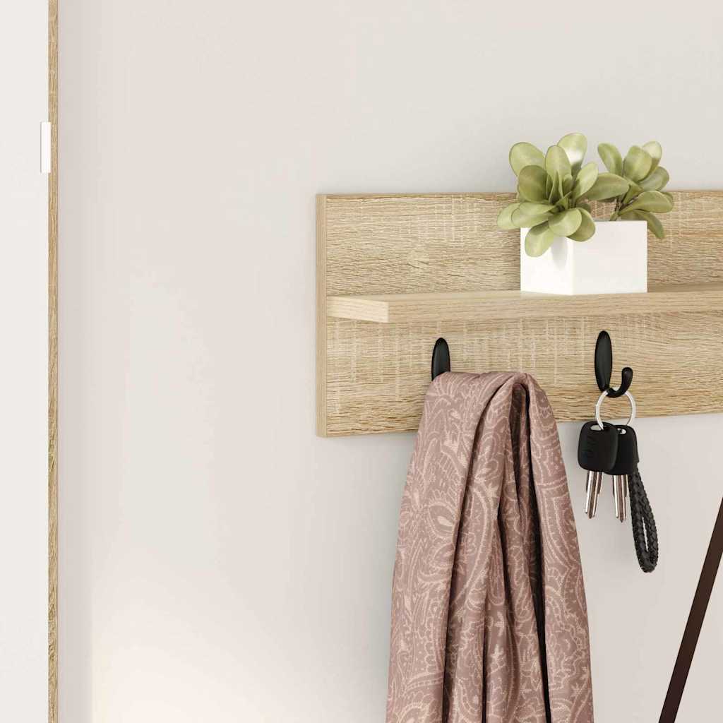 Wall-Mounted Coat Rack Sonoma Oak 80 x 10.5 x 18 cm