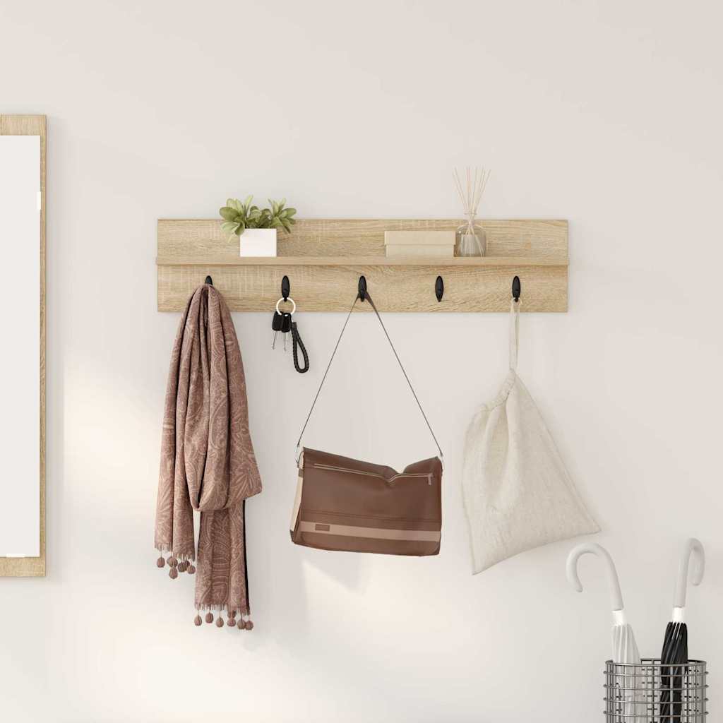 Wall-Mounted Coat Rack Sonoma Oak 80 x 10.5 x 18 cm