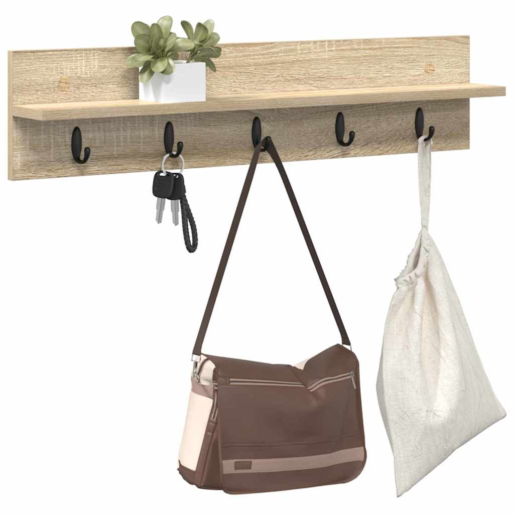 Wall-Mounted Coat Rack Sonoma Oak 80 x 10.5 x 18 cm