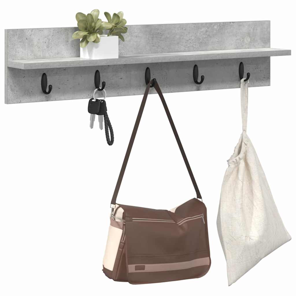 Wall-Mounted Coat Rack Concrete Grey 80 x 10.5 x 18 cm