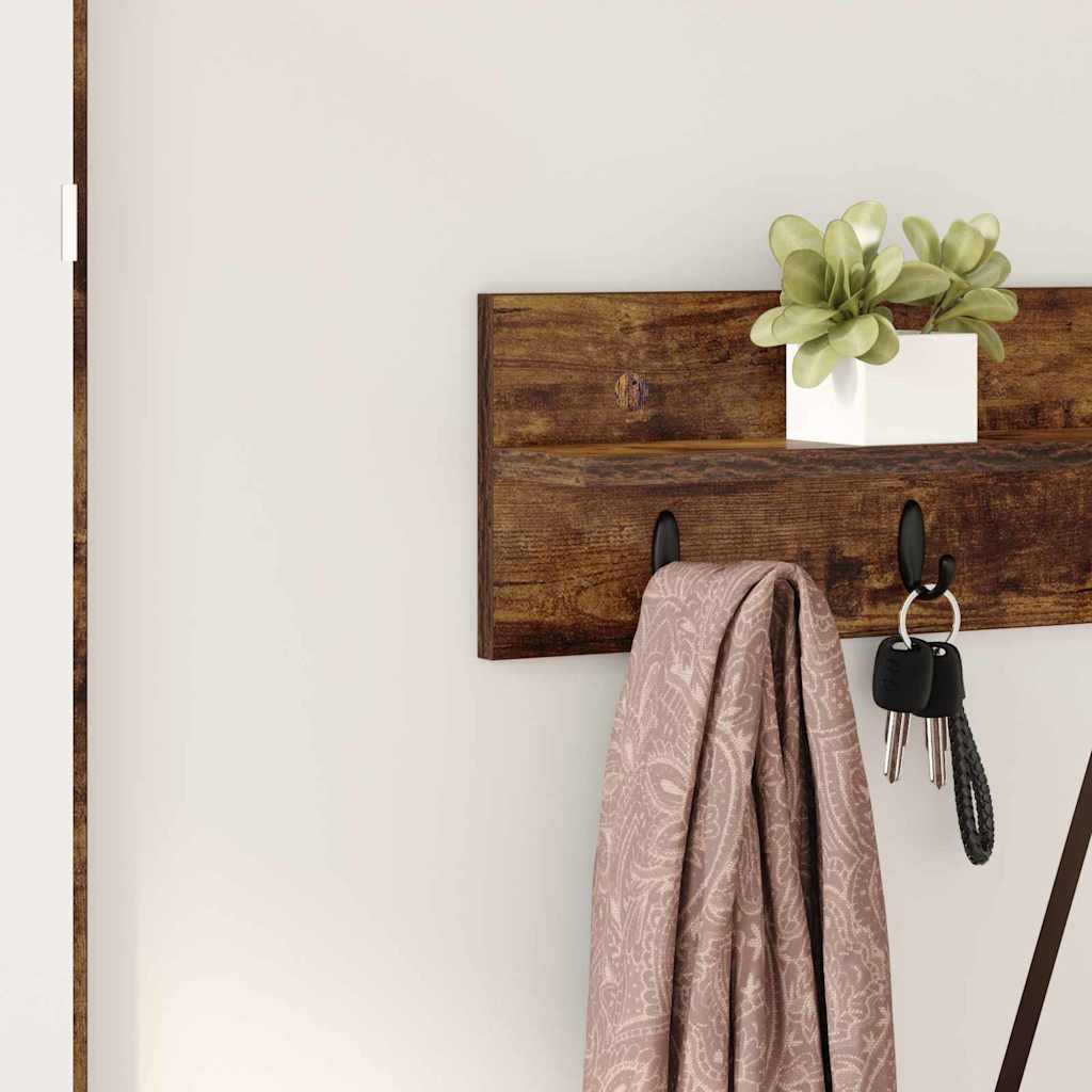 Wall-Mounted Coat Rack Smoked Oak 80 x 10.5 x 18 cm