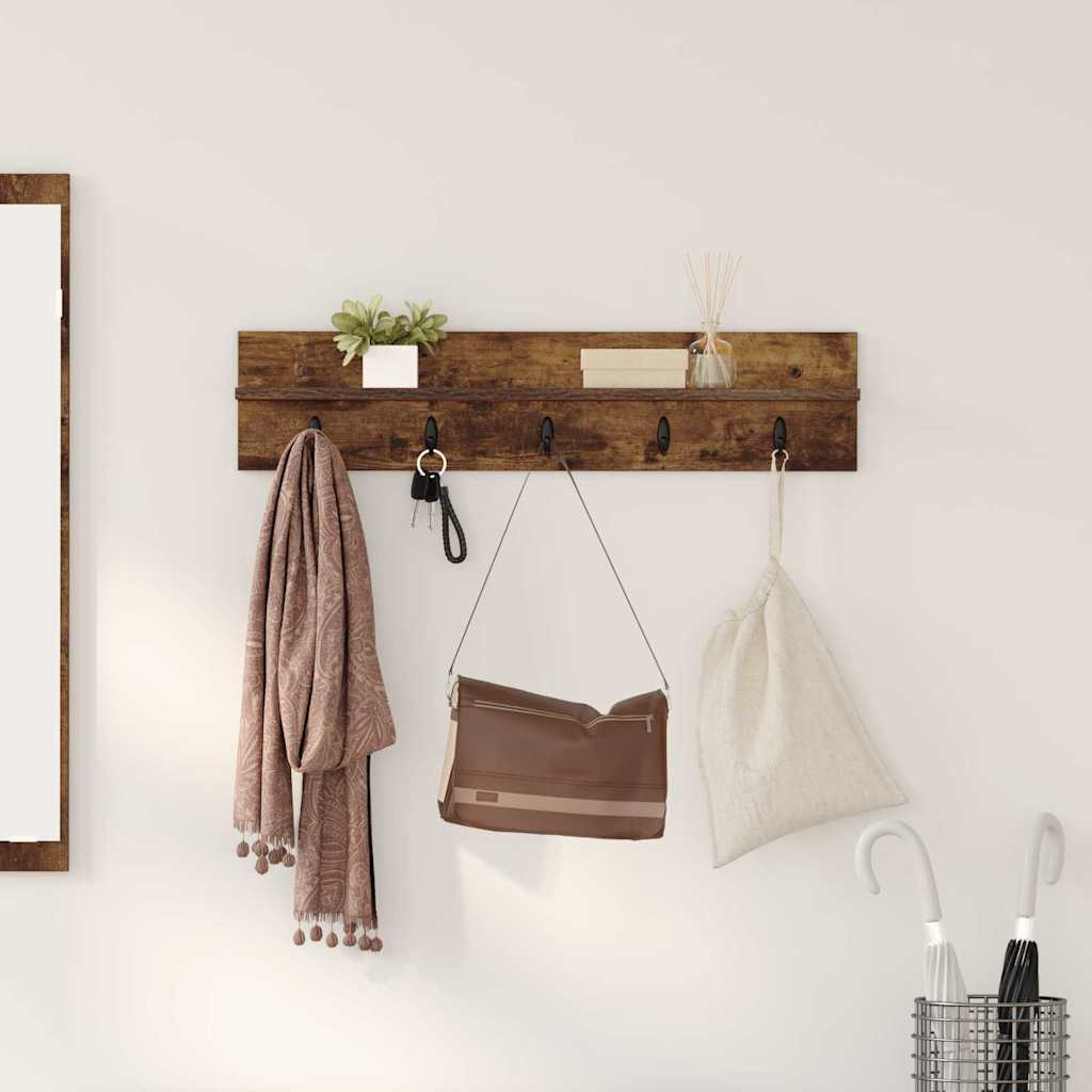 Wall-Mounted Coat Rack Smoked Oak 80 x 10.5 x 18 cm