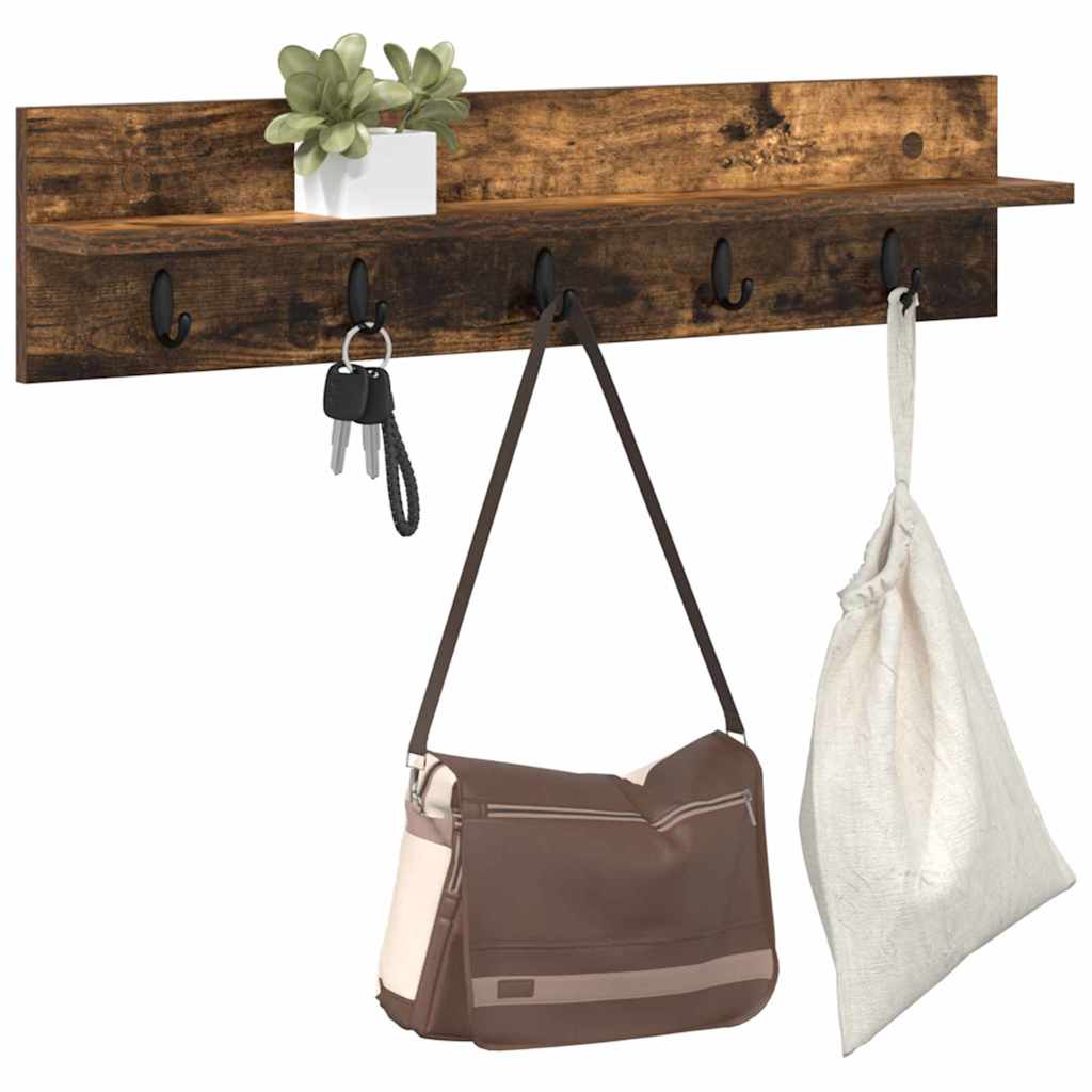 Wall-Mounted Coat Rack Smoked Oak 80 x 10.5 x 18 cm