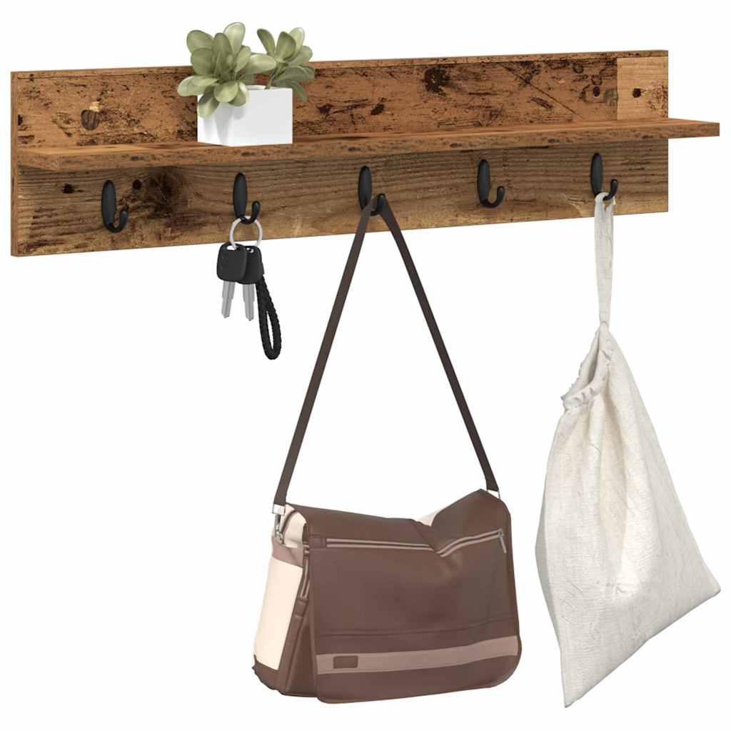 Wall-Mounted Coat Rack Wall-mounted Old Wood 80 x 10.5 x 18 cm
