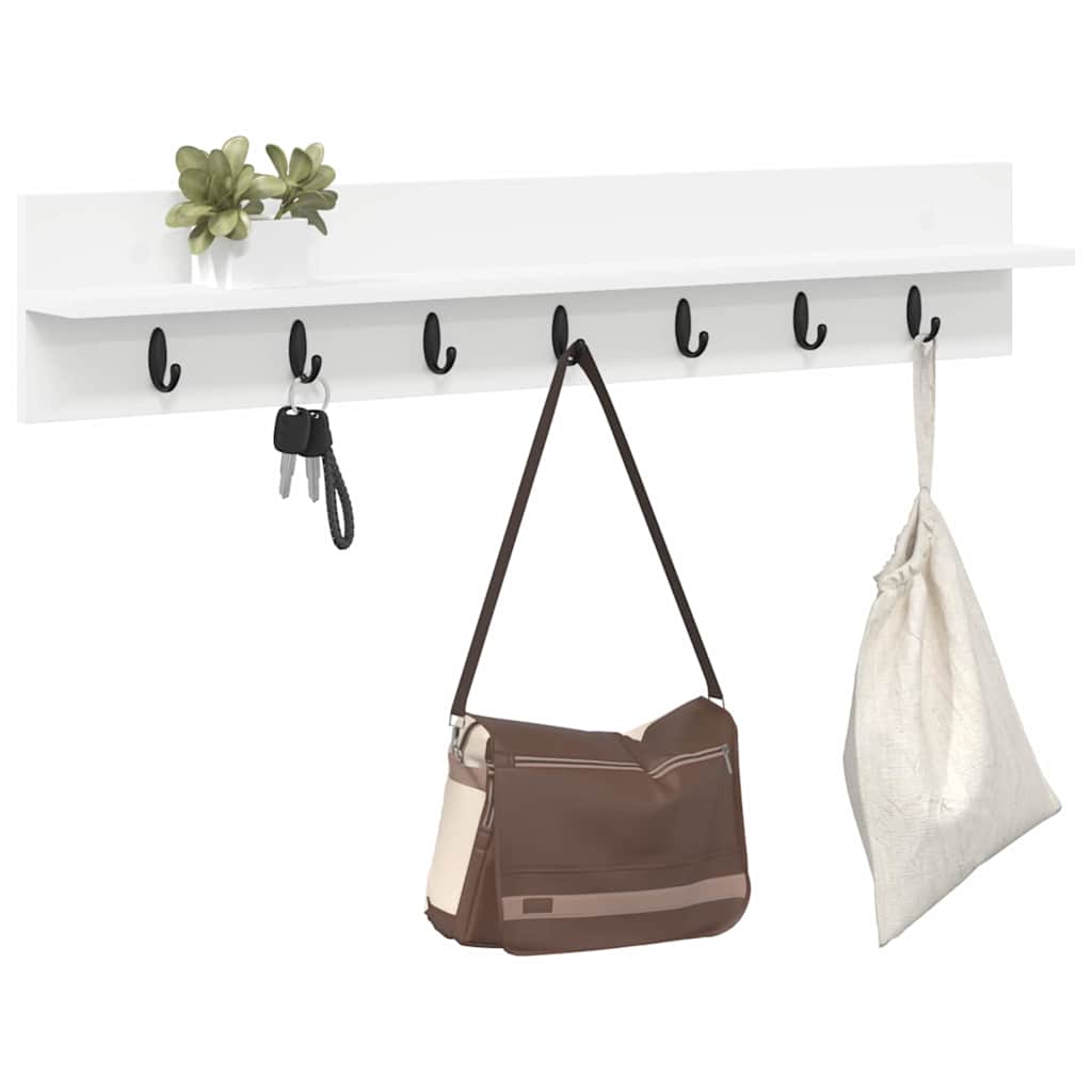 Wall-Mounted Coat Rack White 100 x 10.5 x 18 cm Engineered wood