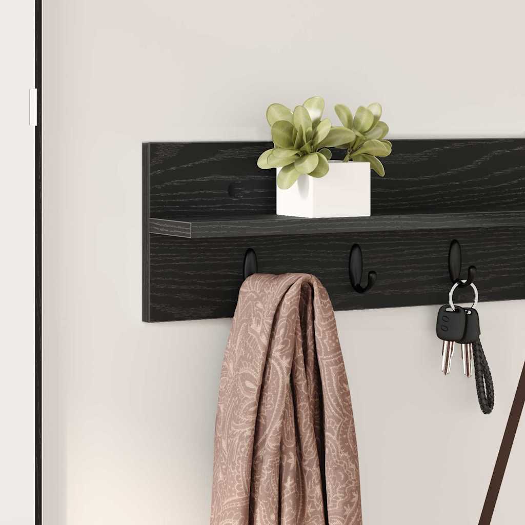 Wall-Mounted Coat Rack Wall-Mounted Black Oak Engineered wood