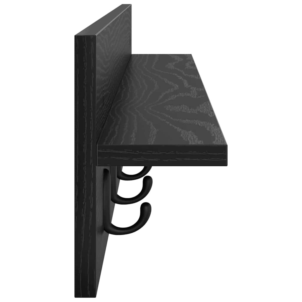 Wall-Mounted Coat Rack Black Oak 100 x 10.5 x 18 cm