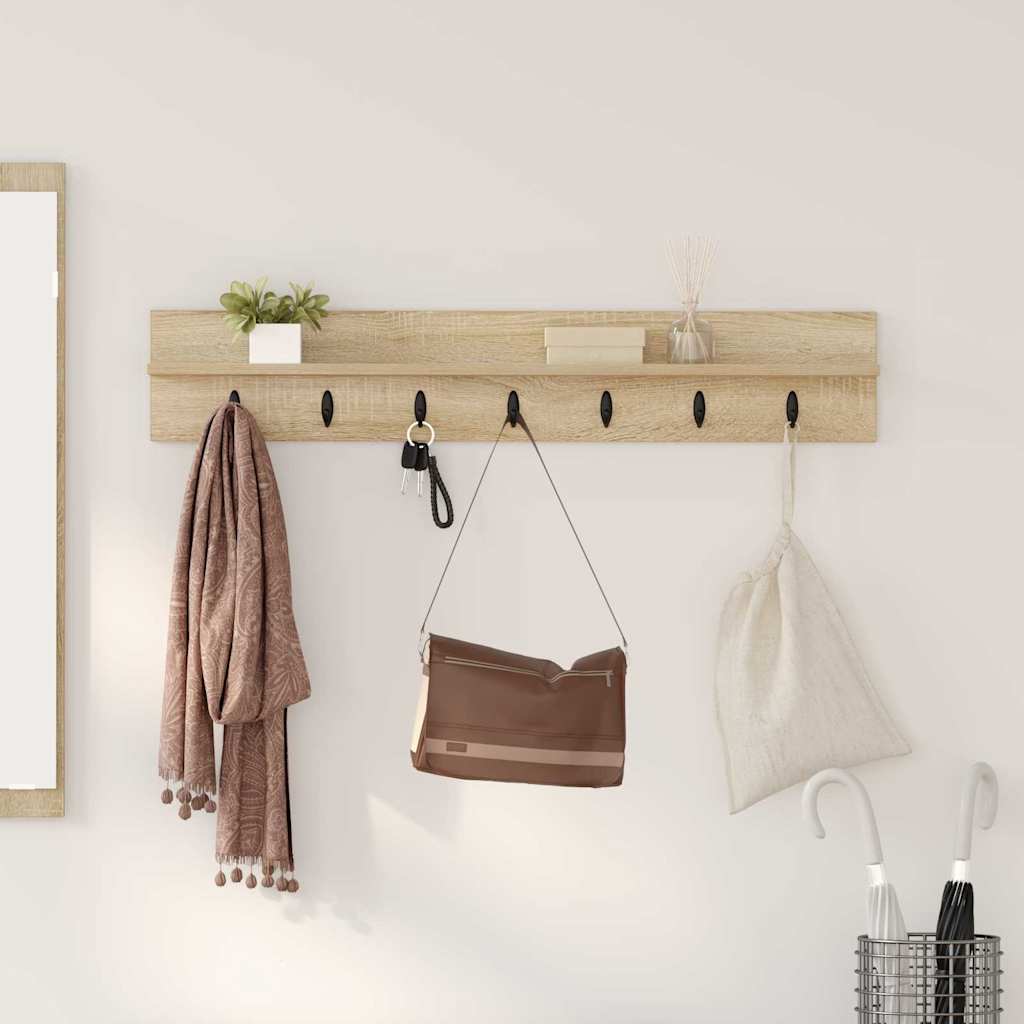 Wall-Mounted Coat Rack Sonoma Oak 100 x 10.5 x 18 cm